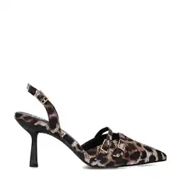 Wehkamp POSH by Poelman Pam slingback pumps met panterprint bruin/zwart aanbieding