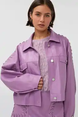 Wehkamp Studio AMAYA imitatieleren jas lila aanbieding