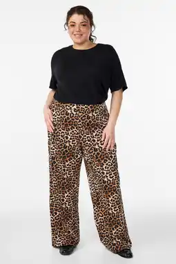 Wehkamp Zizzi straight highwaist broek met panterprint bruin aanbieding