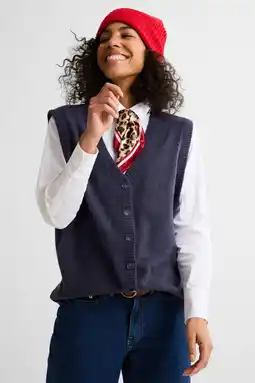 Wehkamp Anytime gebreide gilet donkerblauw aanbieding
