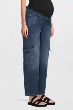 Wehkamp LOVE2WAIT low waist zwangerschaps cargo jeans stonewashed aanbieding