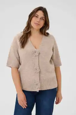 Wehkamp Kaffe Curve gebreid vest beige aanbieding