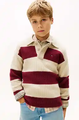 Wehkamp Tommy Hilfiger gestreepte trui rood aanbieding