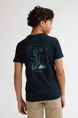 Wehkamp Petrol Industries T-shirt met backprint donkerblauw aanbieding