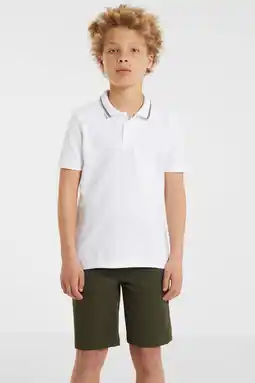 Wehkamp Anytime piqué polo wit/zwart aanbieding