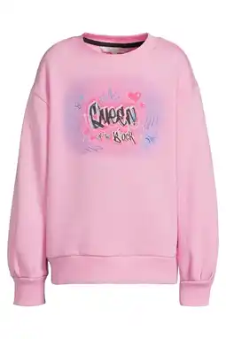 Wehkamp Coolcat fleece sweater met Queen of the Block Graffiti print Lotte roze aanbieding