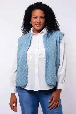 Wehkamp Exxcellent gilet lichtblauw met pailletten aanbieding
