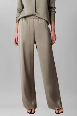 Wehkamp Calvin Klein wide leg highwaist broek grijsgroen aanbieding