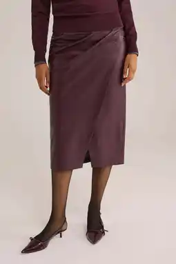 Wehkamp WE Fashion imitatieleren rok donkerrood aanbieding