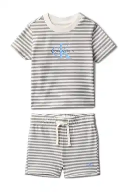 Wehkamp Calvin Klein baby T-shirt + korte broek grijs/wit aanbieding