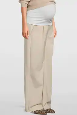 Wehkamp LOVE2WAIT low waist wide leg broek beige aanbieding