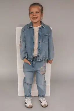 Wehkamp Your Wishes gebloemde spijkerjas medium blue denim aanbieding