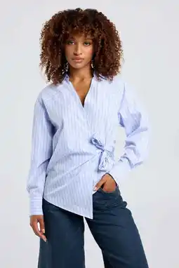 Wehkamp America Today blouse met krijtstreep - blauw aanbieding