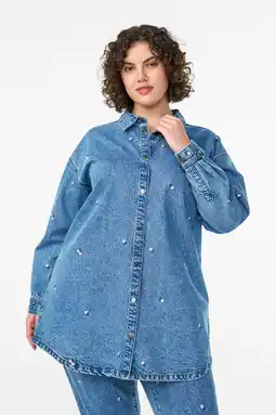 Wehkamp Zizzi denim blouse medium blue denim aanbieding
