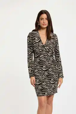 Wehkamp Morgan korte jurk met zebraprint ecru aanbieding