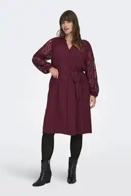 Wehkamp ONLY CARMAKOMA mini jurk donkerrood aanbieding