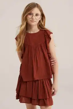 Wehkamp WE Fashion T-shirt donkerrood met glitter aanbieding