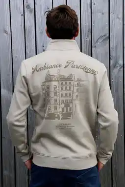 Wehkamp Kultivate sweater met backprint taupe aanbieding
