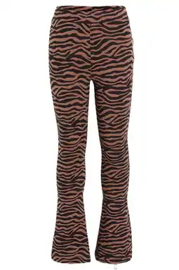 Wehkamp Orange Stars flared broek met zebra print Rava bruin aanbieding