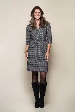 Wehkamp Elvira Collections bouclé geruite midi jurk zwart aanbieding