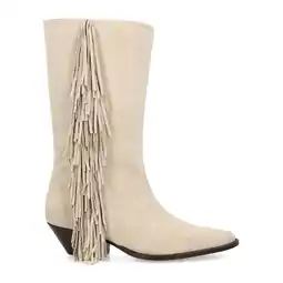 Wehkamp Sacha suède cowboylaarzen met franjes lichtbeige aanbieding