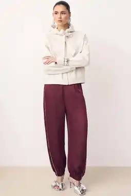 Wehkamp Shoeby tapered highwaist casual broek donkerrood aanbieding