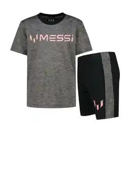 Wehkamp Messi T-shirt + korte broek zwart/grijs aanbieding