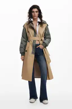 Wehkamp Desigual trenchcoat met bombermouwen beige aanbieding