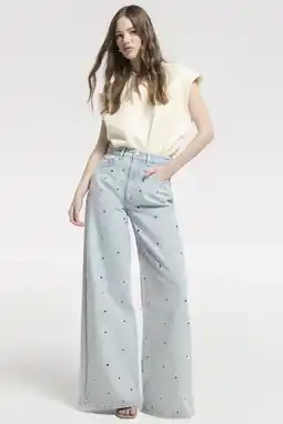 Wehkamp Homage to Denim wide leg jeans light blue denim aanbieding