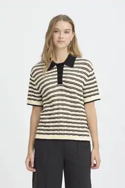 Wehkamp ICHI gestreepte top zwart aanbieding