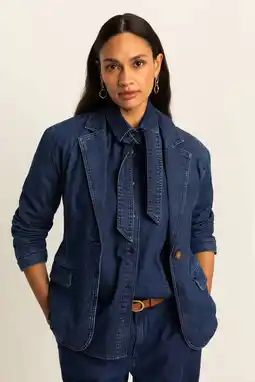 Wehkamp Expresso denim regular blazer dark blue denim aanbieding