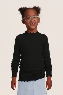 Wehkamp NAME IT KIDS ribgebreide longsleeve NKFNOLINE zwart aanbieding
