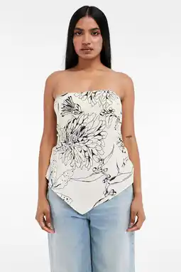 Wehkamp TOPSHOP gebloemde asymmetrische top ecru aanbieding