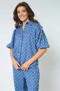 Wehkamp SisterS Point blouse met stippen blauw aanbieding