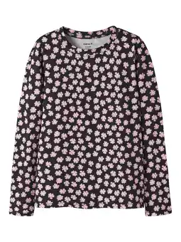 Wehkamp NAME IT KIDS gebloemde longsleeve zwart aanbieding