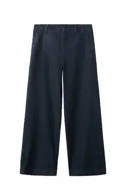 Wehkamp Mango denim wide leg regularwaist broek dark blue denim aanbieding
