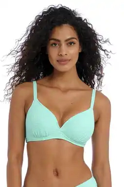 Wehkamp Freya niet-voorgevormde beugel bikinitop met textuur Ibiza Waves turquoise aanbieding