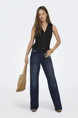 Wehkamp ONLY wide leg jeans dark blue denim aanbieding