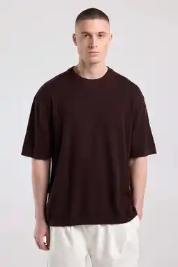 Wehkamp America Today relaxed fit gebreid T-shirt - bruin aanbieding