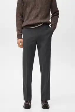 Wehkamp Mango Man regular geruite chino grijsbruin aanbieding