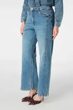 Wehkamp MS Mode highwaist straight leg jeans medium blue denim aanbieding