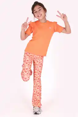 Wehkamp B.Nosy regularwaist gebloemde flared broek oranje aanbieding