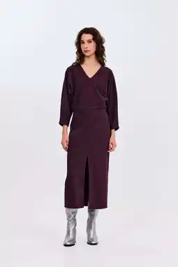 Wehkamp CKS midi jurk met glitter donkerpaars aanbieding