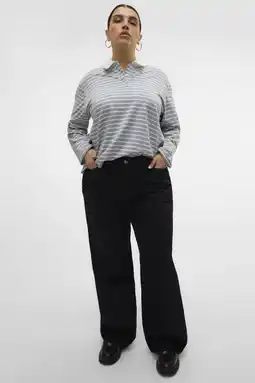Wehkamp VERO MODA CURVE highwaist wide leg jeans black denim aanbieding