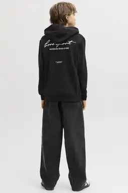 Wehkamp JACK & JONES JUNIOR hoodie met backprint zwart aanbieding