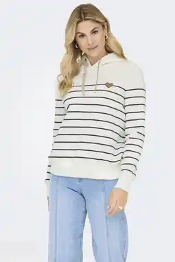 Wehkamp ONLY gestreepte hoodie wit aanbieding