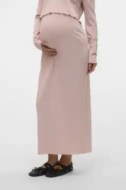 Wehkamp MAMALICIOUS zwangerschaps maxi rok fijn gebreid lichtroze aanbieding