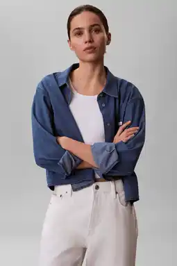 Wehkamp CALVIN KLEIN JEANS denim blouse medium blue denim aanbieding