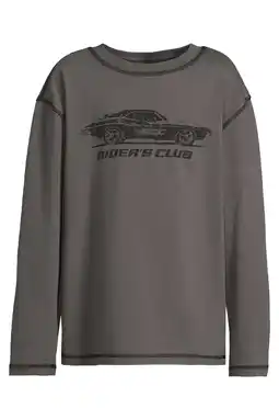 Wehkamp Coolcat relaxed overlock longsleeve met Riders Club print Franky donkergrijs aanbieding