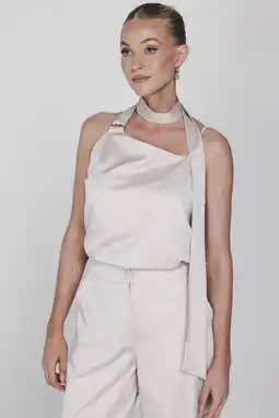 Wehkamp Accentil satijnen mouwloze top beige aanbieding